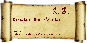 Kreuter Boglárka névjegykártya